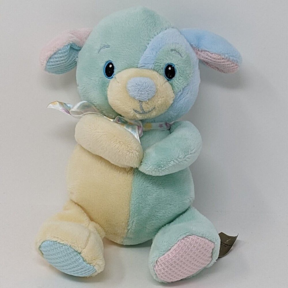 First & Main Pastel HUGGUMS Baby Plush Toy Puppy Dog Plush Waffle Wave